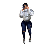 Women Plus Size Jeans Fashion Holes Denim Skinny Pants for Women