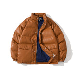 BAPE Varsity Jacket Classic Brown Leather Cotton-Padded Top Loose Casual
