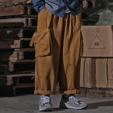 Multi-Pocket Cargo Pants Men's Large Size Retro Sports Wide Leg Pants Street Trend Loose Straight Men's Trousers Men Pants