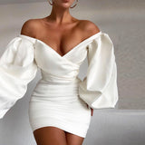 Women Summer Dresses Mini Dress Autumn Winter Sexy Women's Solid Color Short Skirt Dress