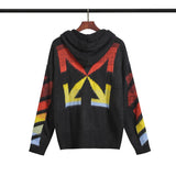 Off White Sweater Men's Women's OW Color Arrow Coat Sweater Owt Cardigan Zipper Hooded