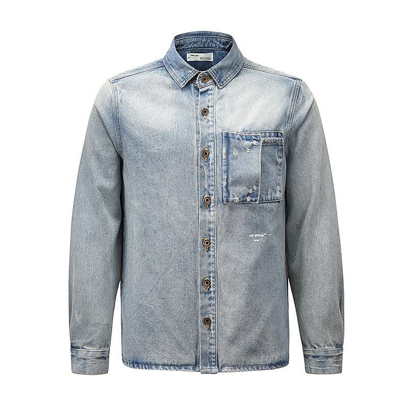 Off White Coats Ow Arrow Graffiti Denim Jacket Men's Women's Tops Casual Jacket Owt