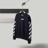 off white Sweatshirt Unisex OW Warning Line Arrow Pullover Sweater Sweatshirts Owt