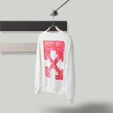 Off White Pullover Hoodie Sweatshirts Winter Arrow Print Round Neck Long Sleeve Sweater Owt