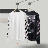 off white Sweatshirt Autumn and Winter Printing Reflective Sweater Owt Round Neck Pullover Long Sleeve