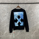 off white Sweatshirt Autumn Sweatshirt Owt Winter Large Size Bar Arrow Print Crew Neck Pullover