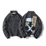 Off White Casual Jacket Arrow Denim Casual Coat Men Loose Owt
