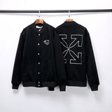Off White Baseball Uniform Jacket Woolen Coat Men Women Tops Casual Owt