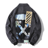 Off White Casual Jacket Arrow Denim Casual Coat Men Loose Owt