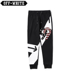 Off White Winter Pants Autumn Embroidered Color Matching Casual Trousers for Men and Women