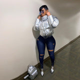 Women Plus Size Jeans Fashion Holes Denim Skinny Pants for Women