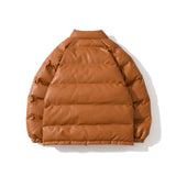BAPE Varsity Jacket Classic Brown Leather Cotton-Padded Top Loose Casual