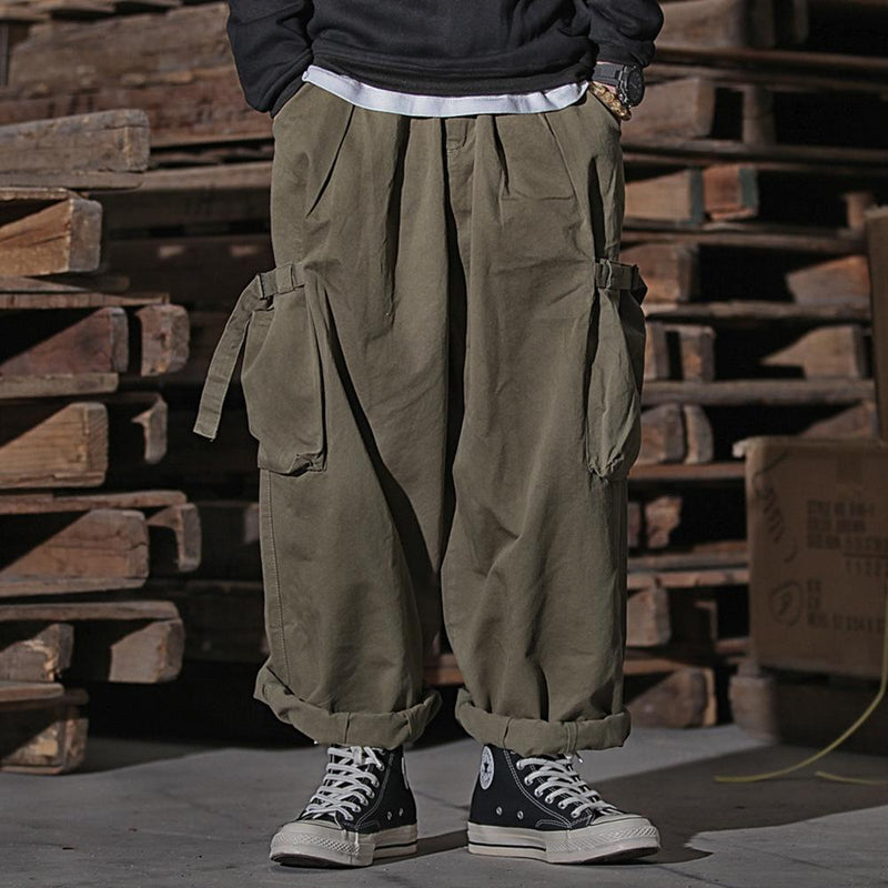 Multi-Pocket Cargo Pants Men's Large Size Retro Sports Wide Leg Pants Street Trend Loose Straight Men's Trousers Men Pants