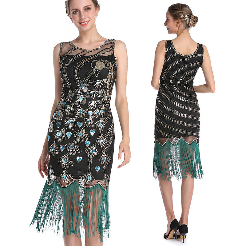 The Great Gatsby Dresses plus Size Sequins Dress Beaded Tassel Dress Skirt