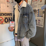 Cotton-Padded Coat Men's Loose Lapels Wool Cotton-Padded Coat Casual Fleece and Thick Denim Jacket Large Size Loose Men Denim Jacket