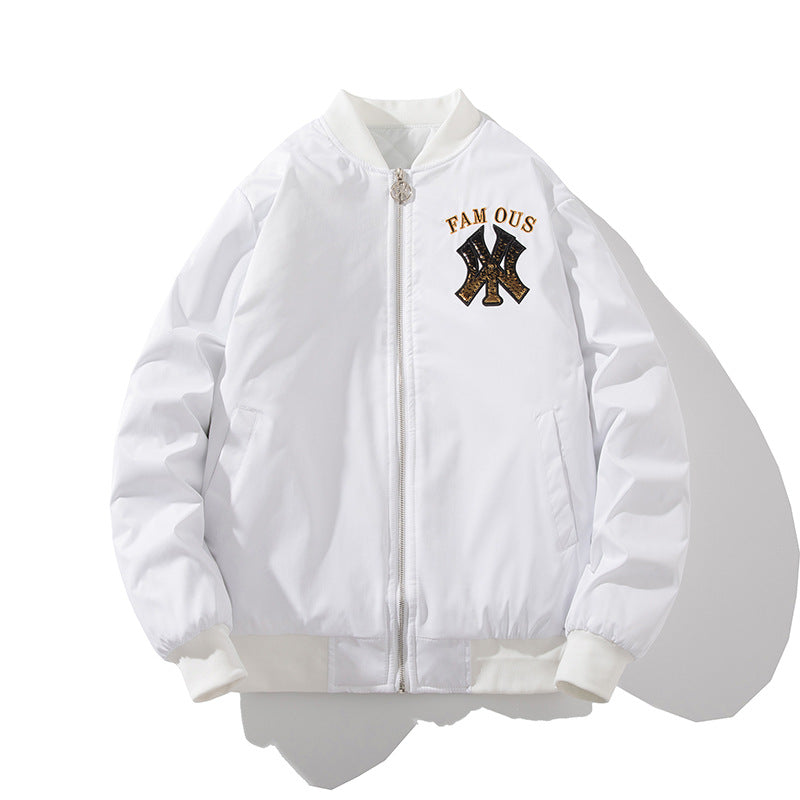 New York NYC Varsity Jacket Cotton Baseball Uniform Sequined Embroidered Jacket