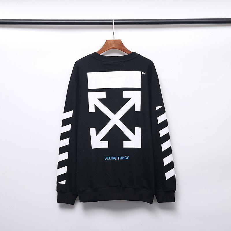 off white Sweatshirt Autumn Winter European and American Arrow round Neck Sweater Large Size Retro Sports Clothing Owt