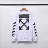 off white Sweatshirt Autumn Winter European and American Arrow round Neck Sweater Large Size Retro Sports Clothing Owt