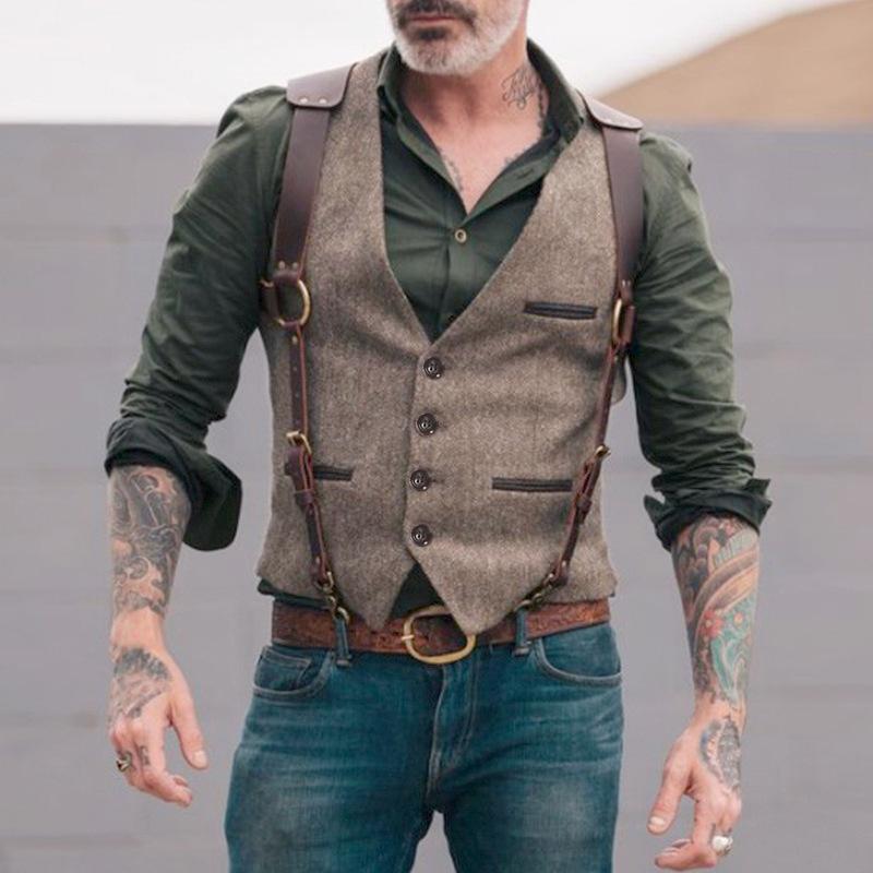 Mens Dress Vests Men's Vest Casual Jacket Business Waistcoat Waistcoat Stitching Suit Slim-Fitting Men's Clothing