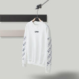 off white Sweatshirt Unisex OW Warning Line Arrow Pullover Sweater Sweatshirts Owt