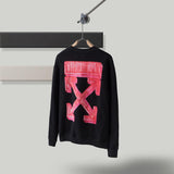 Off White Pullover Hoodie Sweatshirts Winter Arrow Print Round Neck Long Sleeve Sweater Owt