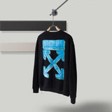 Off White Pullover Hoodie Sweatshirts Winter Arrow Print Round Neck Long Sleeve Sweater Owt