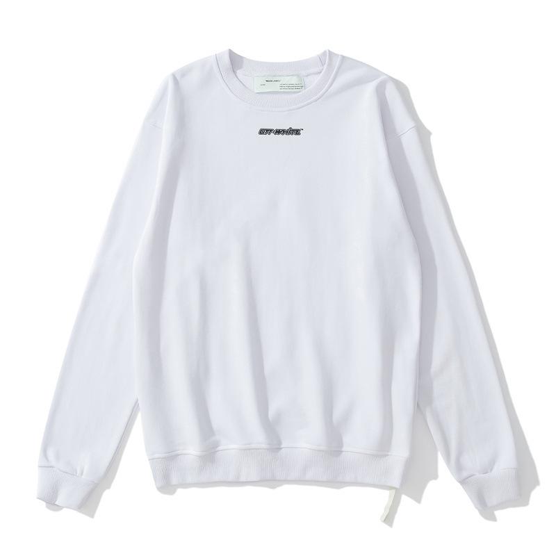 off white Sweatshirt Blue 3D Arrow Print Ow Round Neck Pullover Long Sleeve Sweater Women Owt