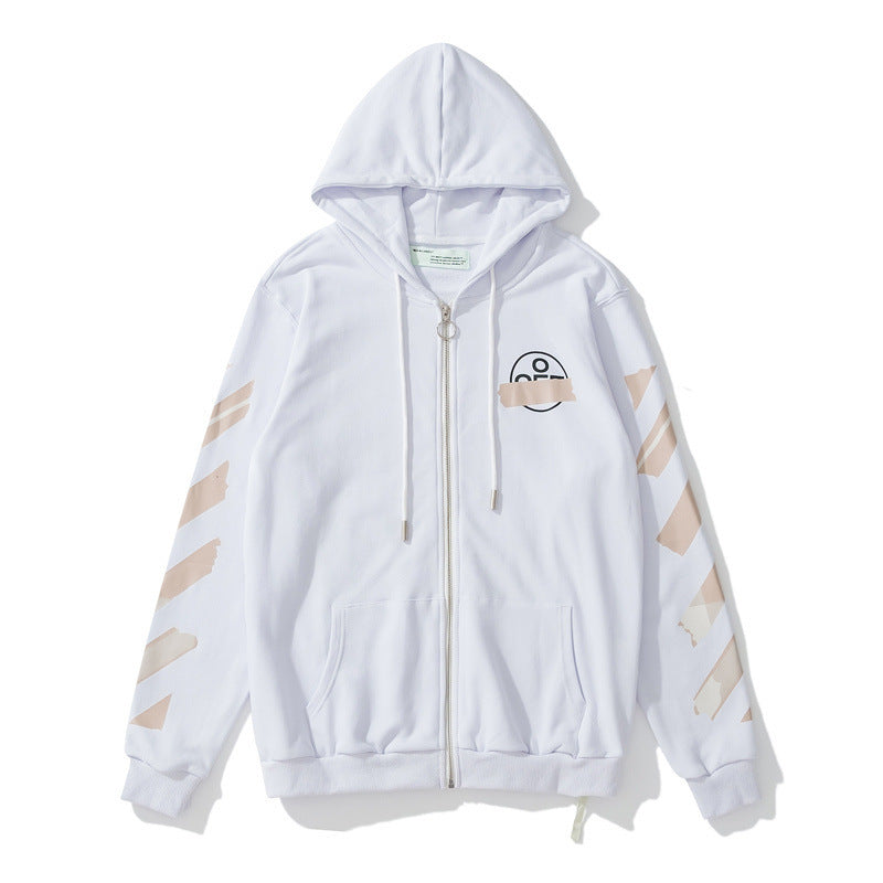 Off White Hoodie Autumn and Winter Cardigan Zipper Printing Coat Sweatshirt Women Owt