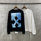 off white Sweatshirt Autumn Sweatshirt Owt Winter Large Size Bar Arrow Print Crew Neck Pullover
