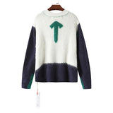 Off White Sweater Men's Fashion Arrow Color Matching Sweater Coat Owt