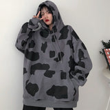 Men Dalmatian Coat Cow plus Velvet Thickened Hooded Sweatshirt Loose