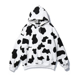 Men Dalmatian Coat Cow plus Velvet Thickened Hooded Sweatshirt Loose