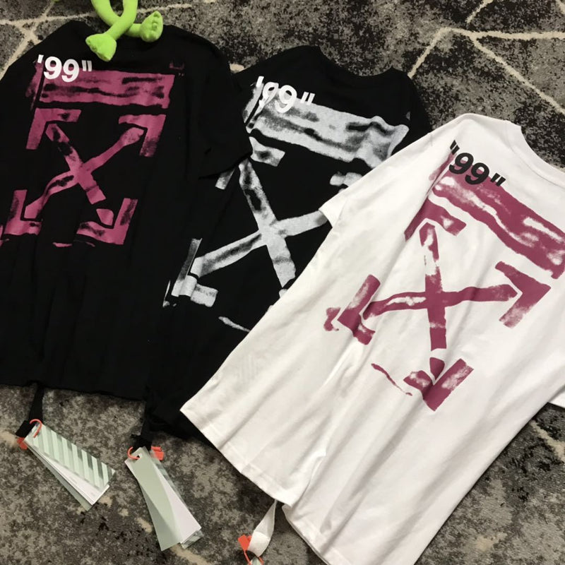 Off White T Shirt Graffiti Arrow Short Sleeve Tshirt Large Size Loose Casual Fashionable   Owt