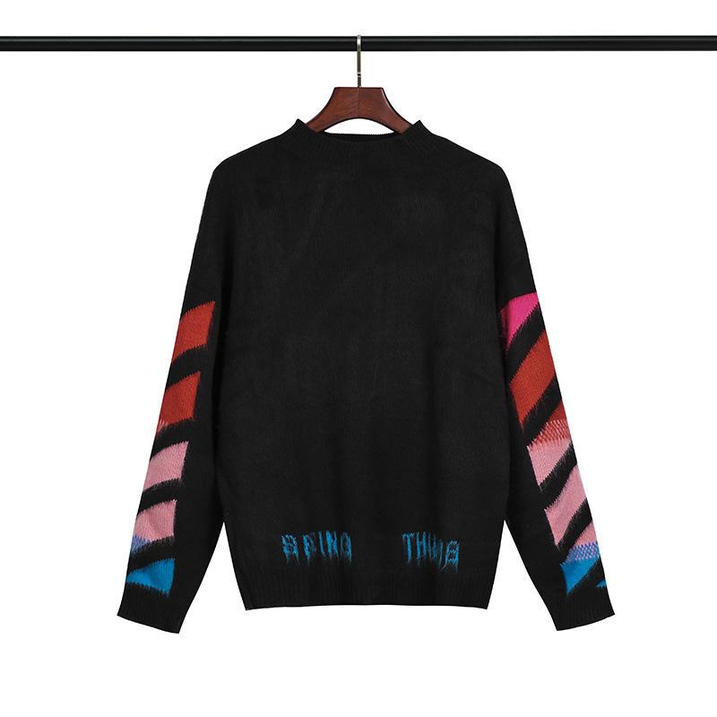 Off White Woolen Knit Arrow Men's and Women's Sweaters Plus Size Casual Sweatshirts Owt