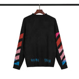 Off White Woolen Knit Arrow Men's and Women's Sweaters Plus Size Casual Sweatshirts Owt