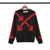 Off White Sweater Ow Arrow Round Neck Knitted Sweater Large Size Retro Sports Men's Clothing Owt