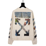 off white Sweatshirt Arrow Crew Neck Pullover Sweatshirt Large Size Leisure Owt