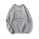 Justin Bieber Drew House High Street Wind Dhouse Graffiti Smiley Face FleeceLined Crew Neck Sweater Men's and Women's Tops