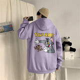 Tom and Jerry Hoodie Hooded Sweater Men's Loose Printing plus Velvet Hoodie