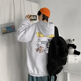 Tom and Jerry Hoodie Hooded Sweater Men's Loose Printing plus Velvet Hoodie