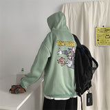 Tom and Jerry Hoodie Hooded Sweater Men's Loose Printing plus Velvet Hoodie