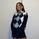 Preppy Aesthetic Outfits Knitwear round Neck Knitwear Pullover Long Sleeve Sweater