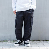 Multi-Pocket Cargo Pants Men's Elastic Waist Drawstring Ankle Banded Pants Street Trend Loose Large Size Retro Sports Straight-Leg Trousers Men Pants