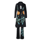 Women Blazar Pants Suit Women's Autumn and Winter Printing Trench Pants