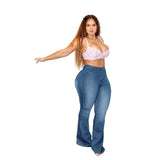 Women Plus Size Jeanseaby Solid Color Slim Fit Denim Pants