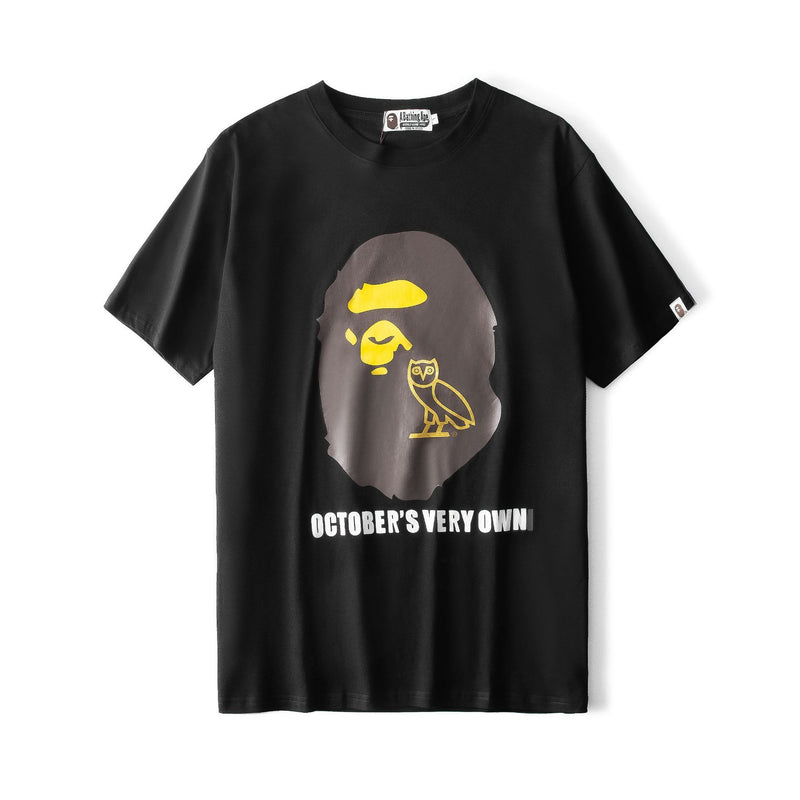 Shark Print T Shirt Ape Head Owl Printed T-shirt Short Sleeve Round Neck T-shirt