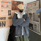 Cotton-Padded Coat Men's Loose Lapels Wool Cotton-Padded Coat Casual Fleece and Thick Denim Jacket Large Size Loose Men Denim Jacket