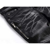 J Shaped Jeans Men's Oversized Jeans Ripped Motorcycle Zipper Pleated