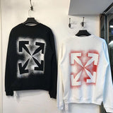 off white sweatshirts Ow Autumn Arrow Print Round Neck Pullover Short Sleeve Men's Clothing Owt Tshirt Hair