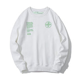 off white Sweatshirt Letter Print Pullover Round Neck Sweater Retro Loose Owt